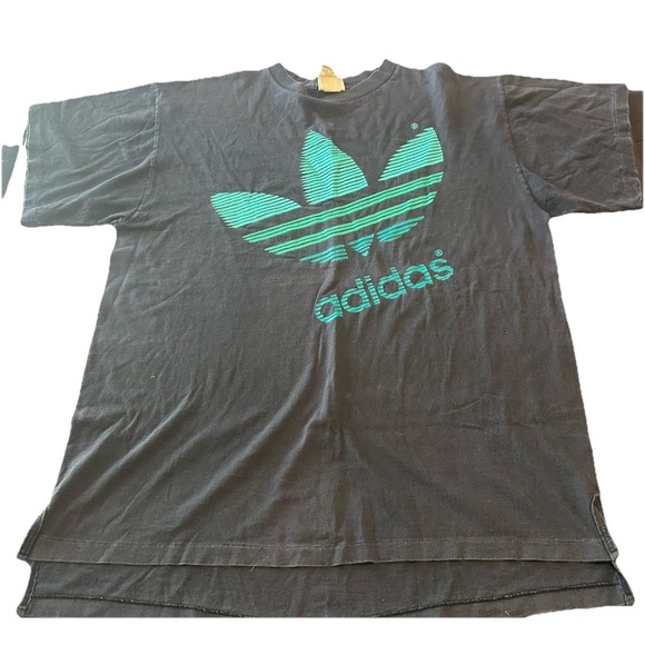 adidas Other - Vintage 90s Trefoil Adidas‎ Spell Out Faded Logo Graphic T-Shirt Black Size M